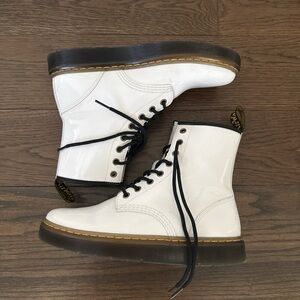 Dr. Martens White and Black Lace-Up Boots